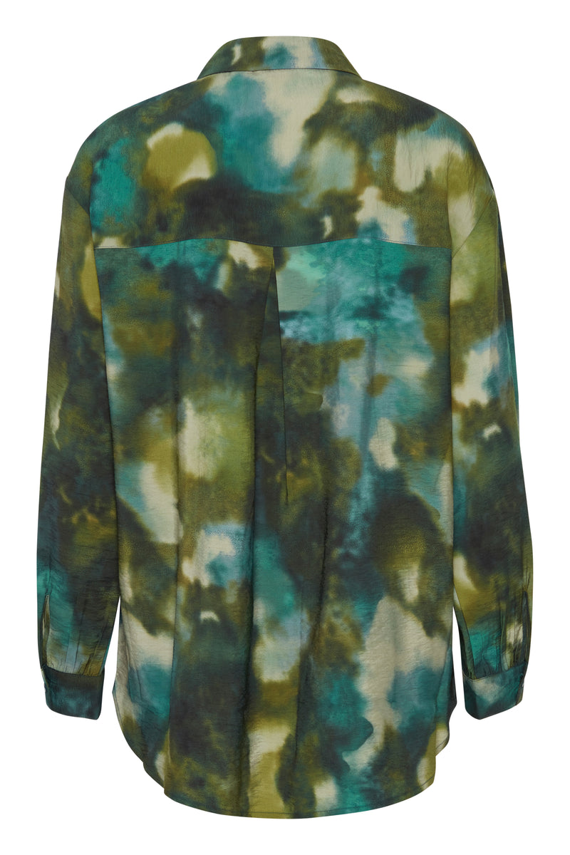 B.Young Byibine Birch Blur Mix Printed Longline Oversized Shirt, 20815569