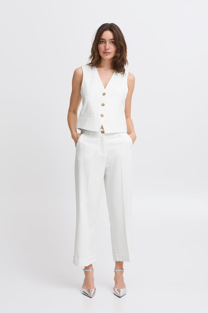 B.Young ByDeceri Marshmallow White Cuff Trousers, 20816464