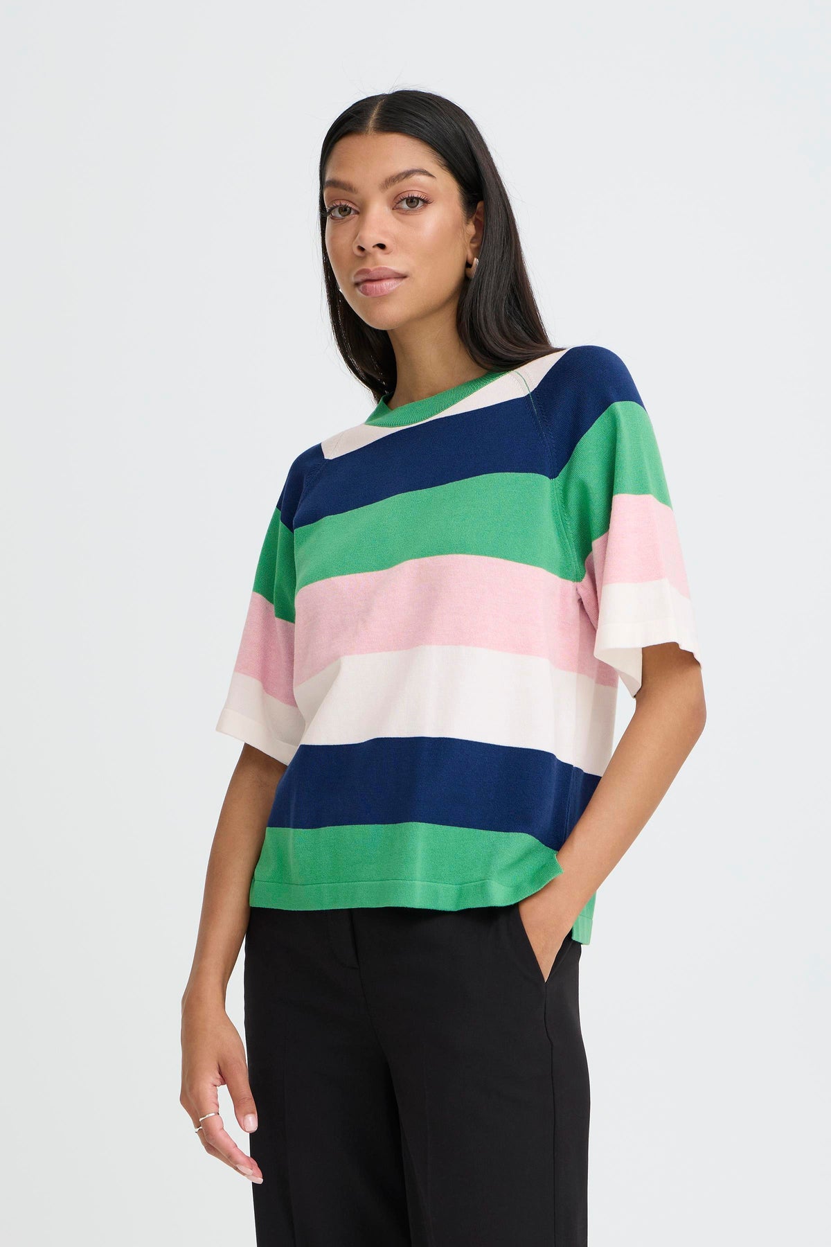 B.Young ByMmorla Parfait Pink Colourblock Stripe Knit