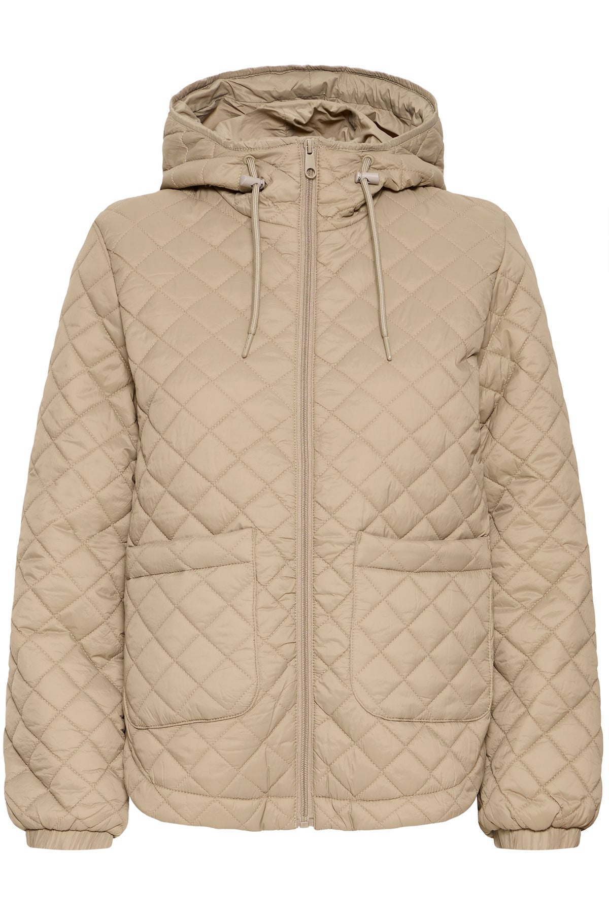 B.Young ByBerta Chinchilla Beige Quilted Jacket with Hood