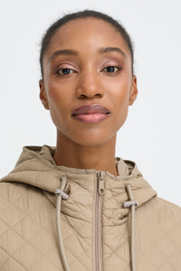 B.Young ByBerta Chinchilla Beige Quilted Jacket with Hood