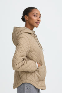 B.Young ByBerta Chinchilla Beige Quilted Jacket with Hood, 20818518