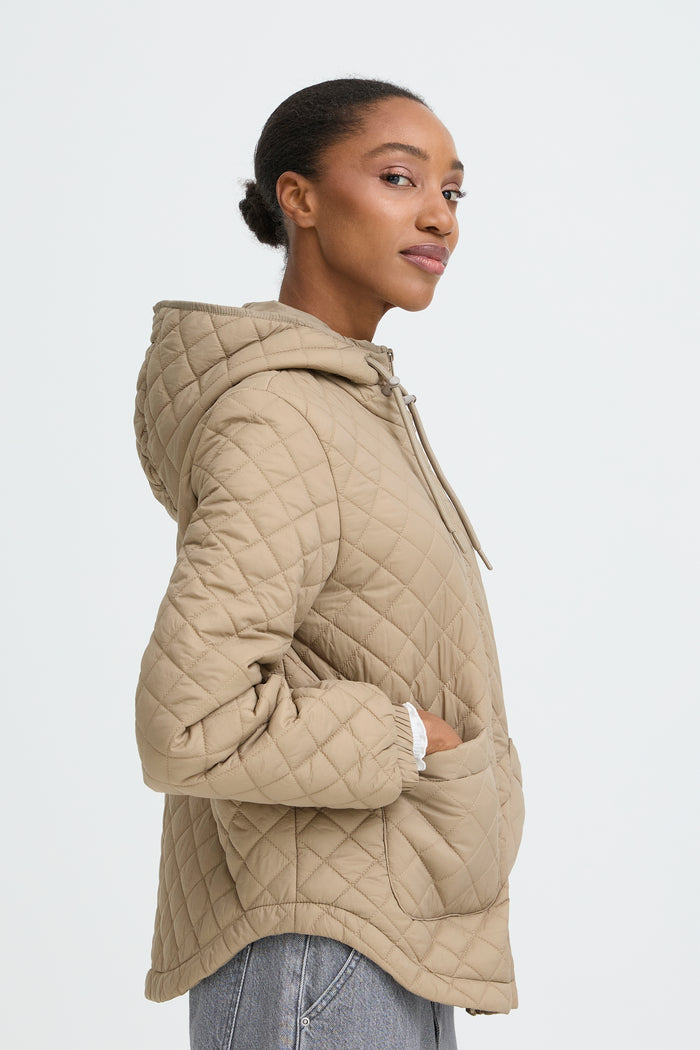B.Young ByBerta Chinchilla Beige Quilted Jacket with Hood, 20818518