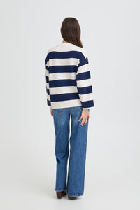 B.Young ByOtari Medieval Blue Striped Supersoft Knit