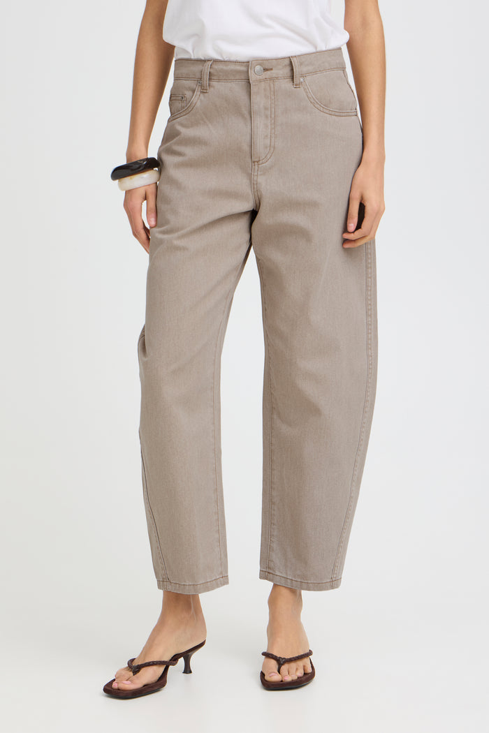 B.Young ByLupina Nomad Beige Barrel Leg Jeans, 20818744