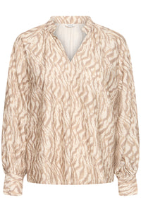 B.Young ByIkaia Birch Tiger Print V-Neck Blouse, 20818767