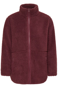 B.Young ByAlea Fig Burgundy Longline Teddy Fleece Jacket