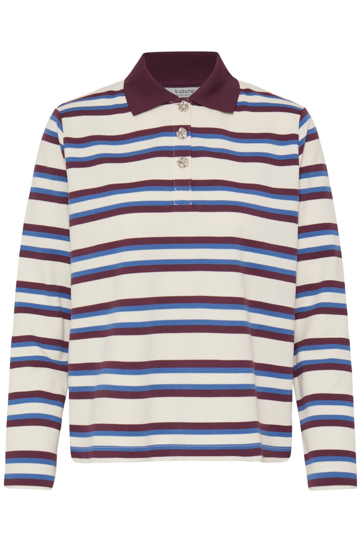 B.Young ByPelda Fig Burgundy Long Sleeve Polo