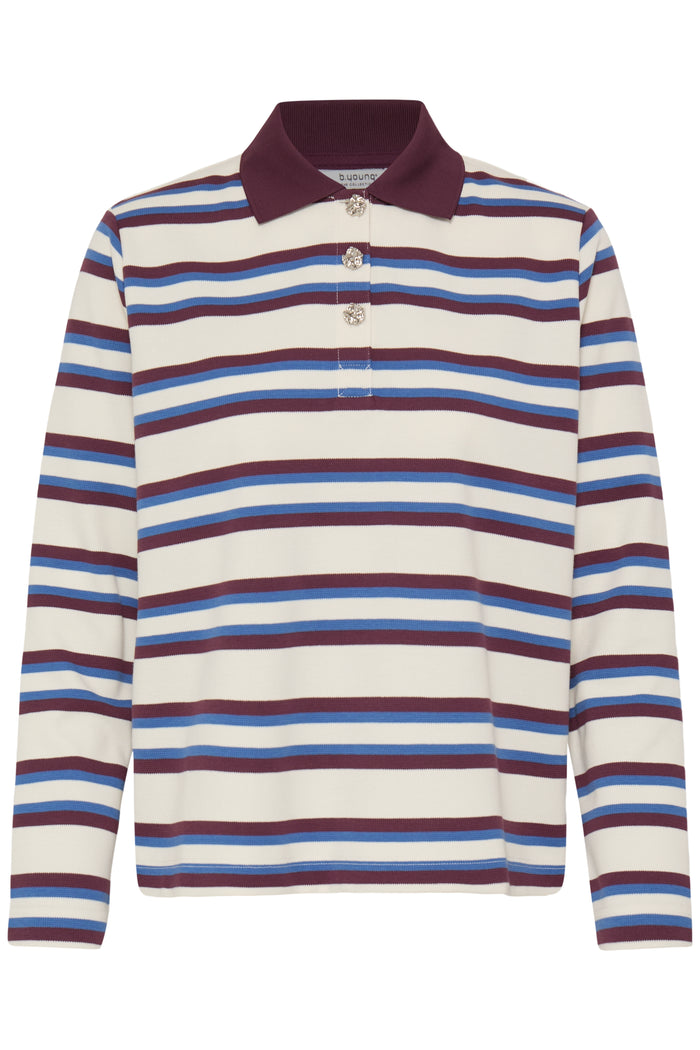 B.Young ByPelda Fig Burgundy Long Sleeve Polo