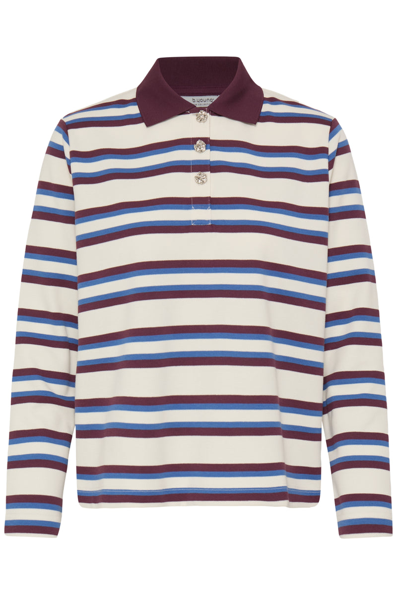 B.Young ByPelda Fig Burgundy Long Sleeve Polo