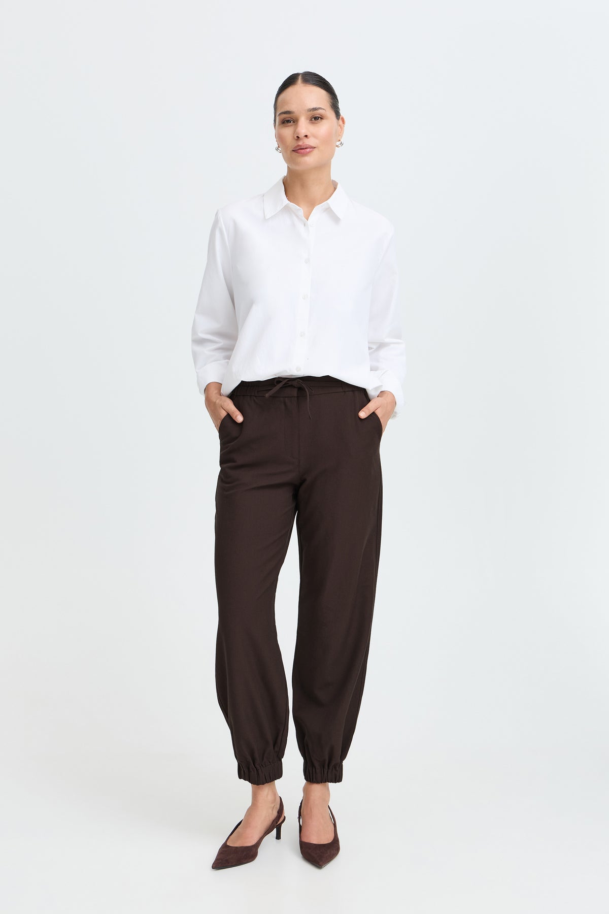 B.Young ByDanta Java Brown Balloon Cuff Trousers