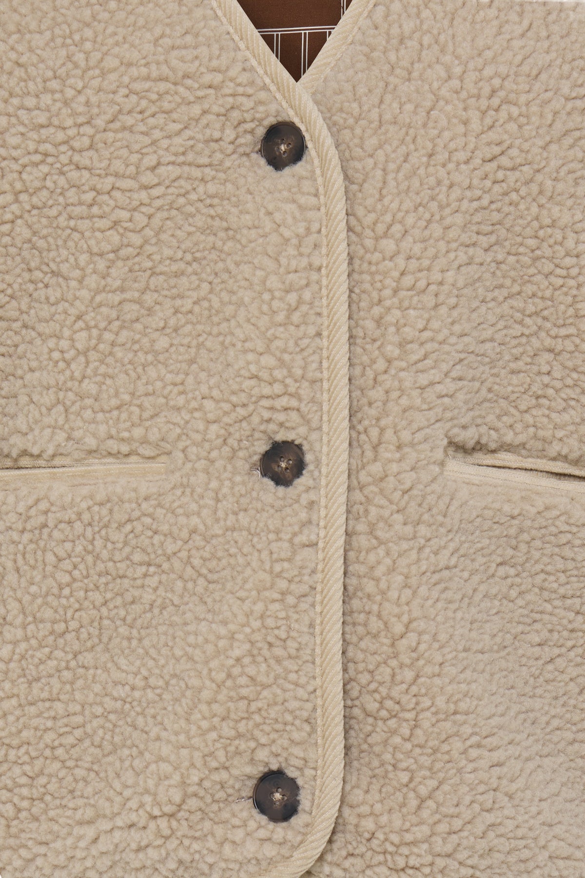 B.Young ByAlea Humus Beige Teddy Fleece Reversible Waistcoat, 20819600