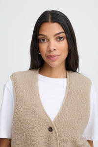 B.Young ByAlea Humus Beige Teddy Fleece Reversible Waistcoat, 20819600