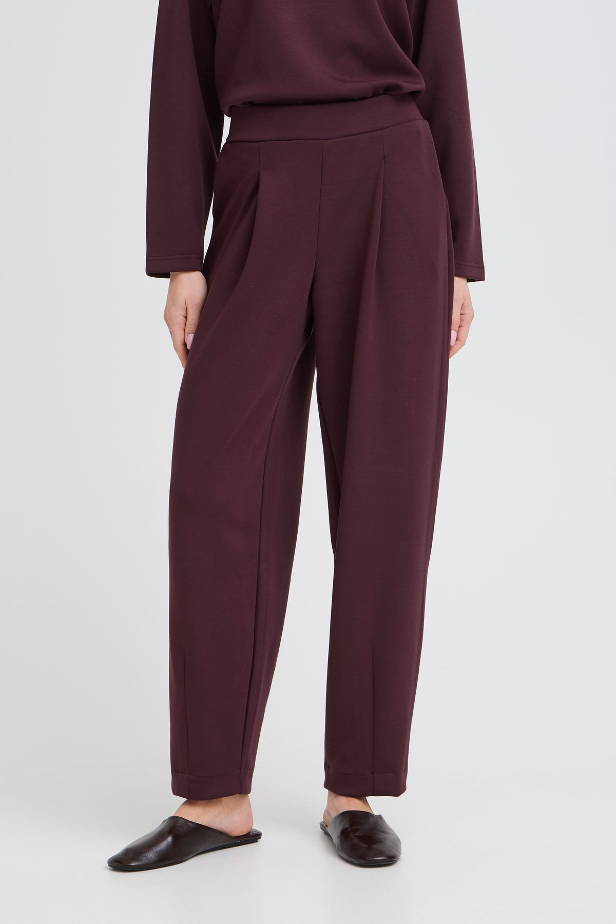 B.Young ByPusti Fudge Burgundy Modal Barrel Leg Joggers, 20819666