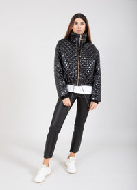 Coster Copenhagen Black Quilted Cropped Oversized Jacket, 244-6414 