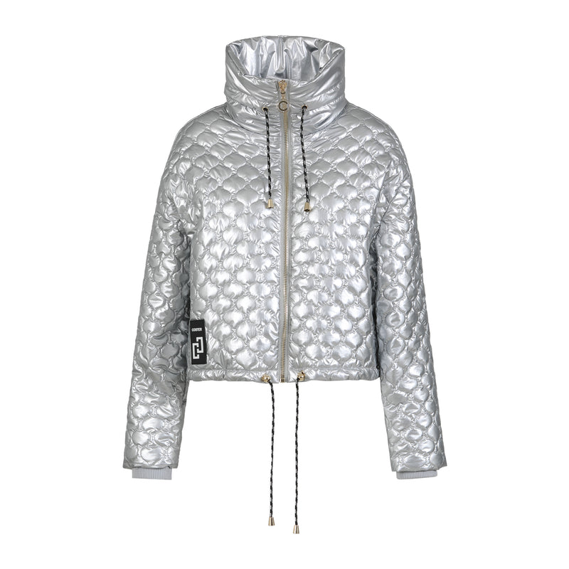 Coster Copenhagen Silver Quilted Cropped Oversized Jacket, 244-6414 