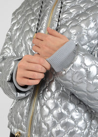 Coster Copenhagen Silver Quilted Cropped Oversized Jacket, 244-6414 