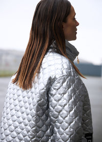 Coster Copenhagen Silver Quilted Cropped Oversized Jacket, 244-6414 