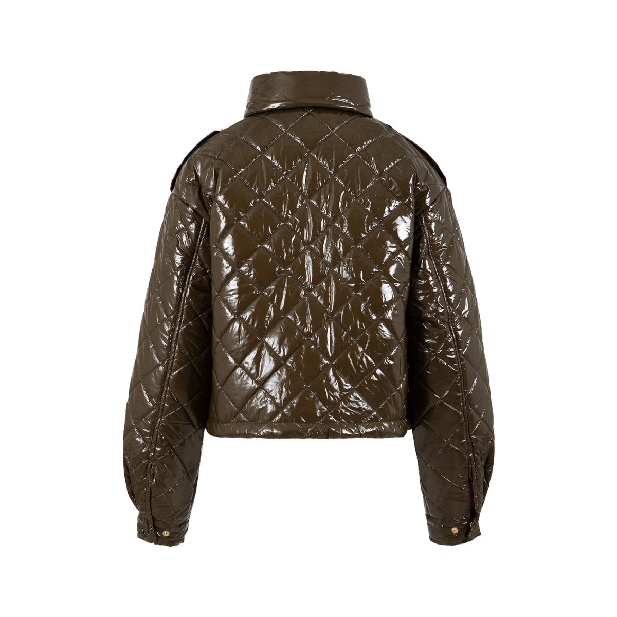 Coster Copenhagen Khaki Brown Quilted Cropped Oversized Jacket