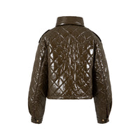 Coster Copenhagen Khaki Brown Quilted Cropped Oversized Jacket