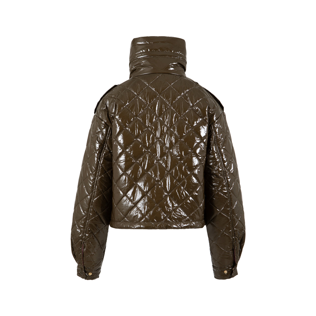 Coster Copenhagen Khaki Brown Quilted Cropped Oversized Jacket