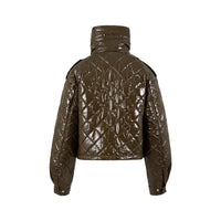 Coster Copenhagen Khaki Brown Quilted Cropped Oversized Jacket