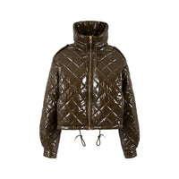 Coster Copenhagen Khaki Brown Quilted Cropped Oversized Jacket