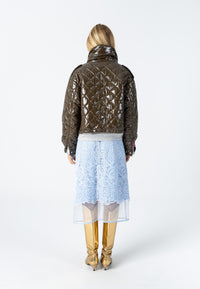 Coster Copenhagen Khaki Brown Quilted Cropped Oversized Jacket