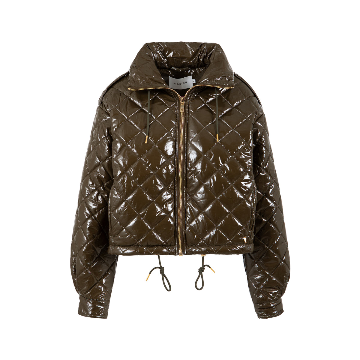 Coster Copenhagen Khaki Brown Quilted Cropped Oversized Jacket