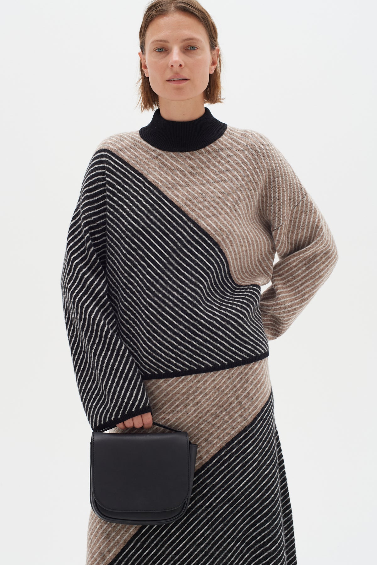 InWear Rance Mocha Grey/Black Oversized Knitted Pullover, 30108598