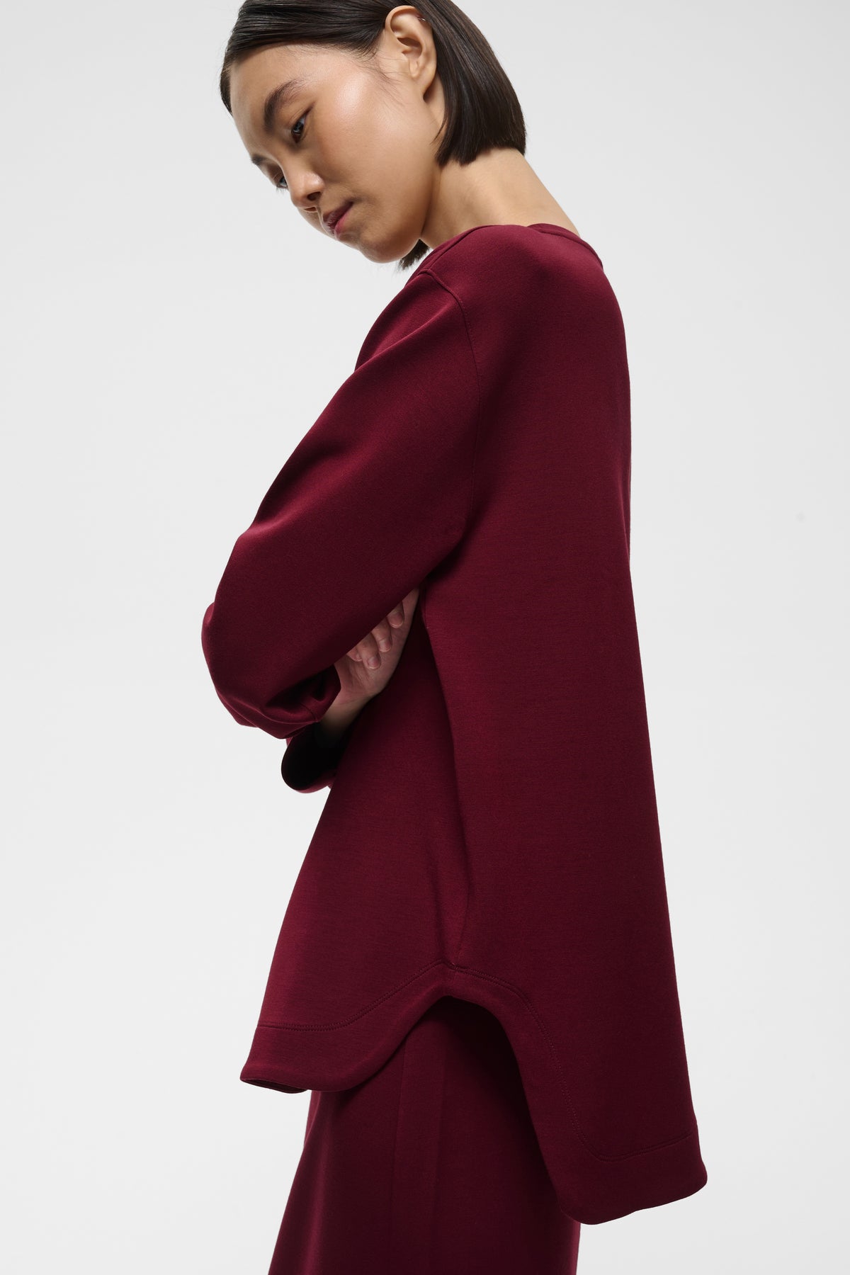 InWear Gincent Zinfandel Burgundy Modal Supersoft Dipped Hem Sweatshirt, 30108654
