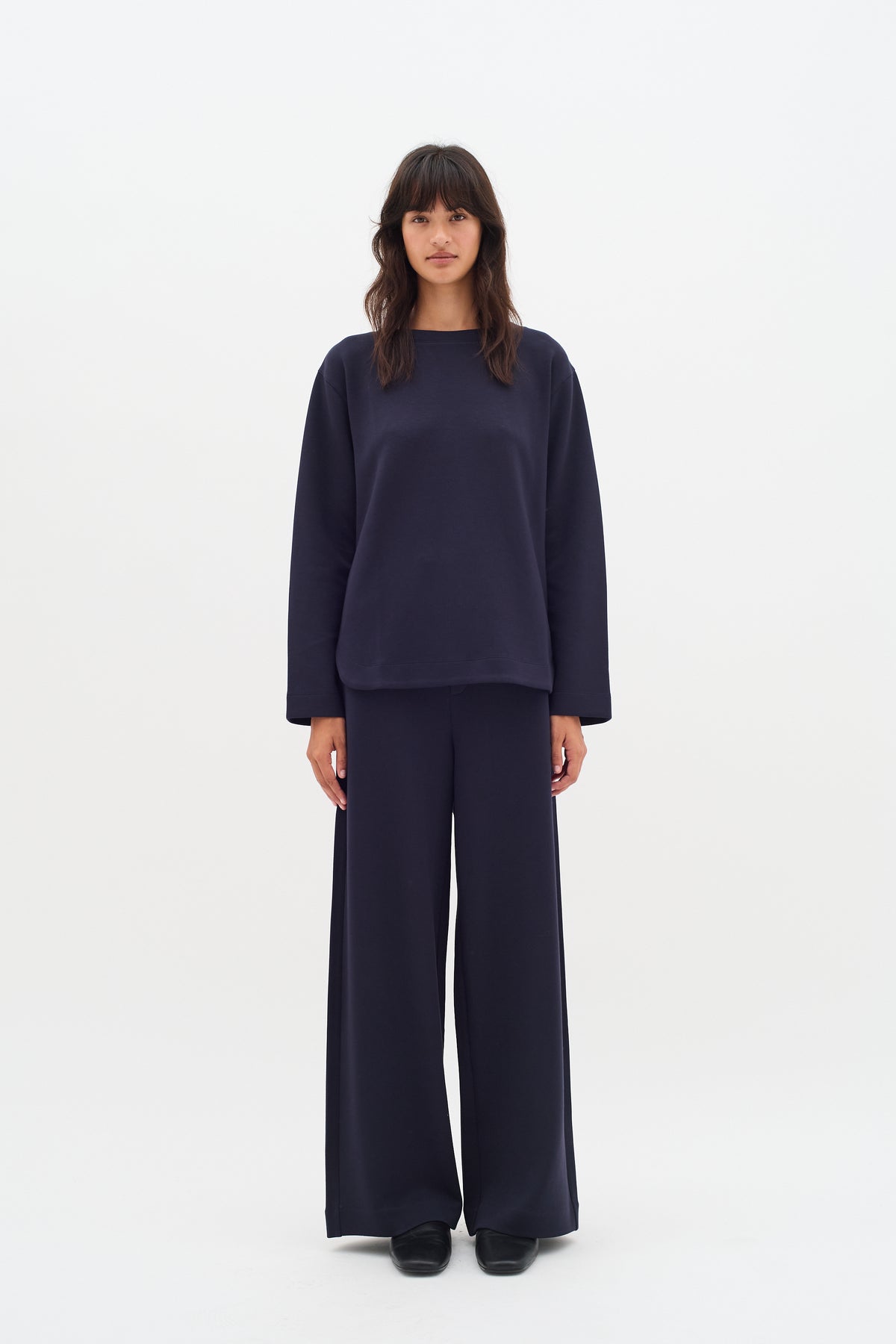 InWear Gincent Marine Blue Modal Supersoft Dipped Hem Sweatshirt