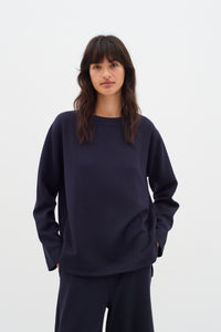 InWear Gincent Marine Blue Modal Supersoft Dipped Hem Sweatshirt