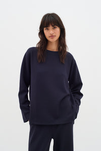 InWear Gincent Marine Blue Modal Supersoft Dipped Hem Sweatshirt