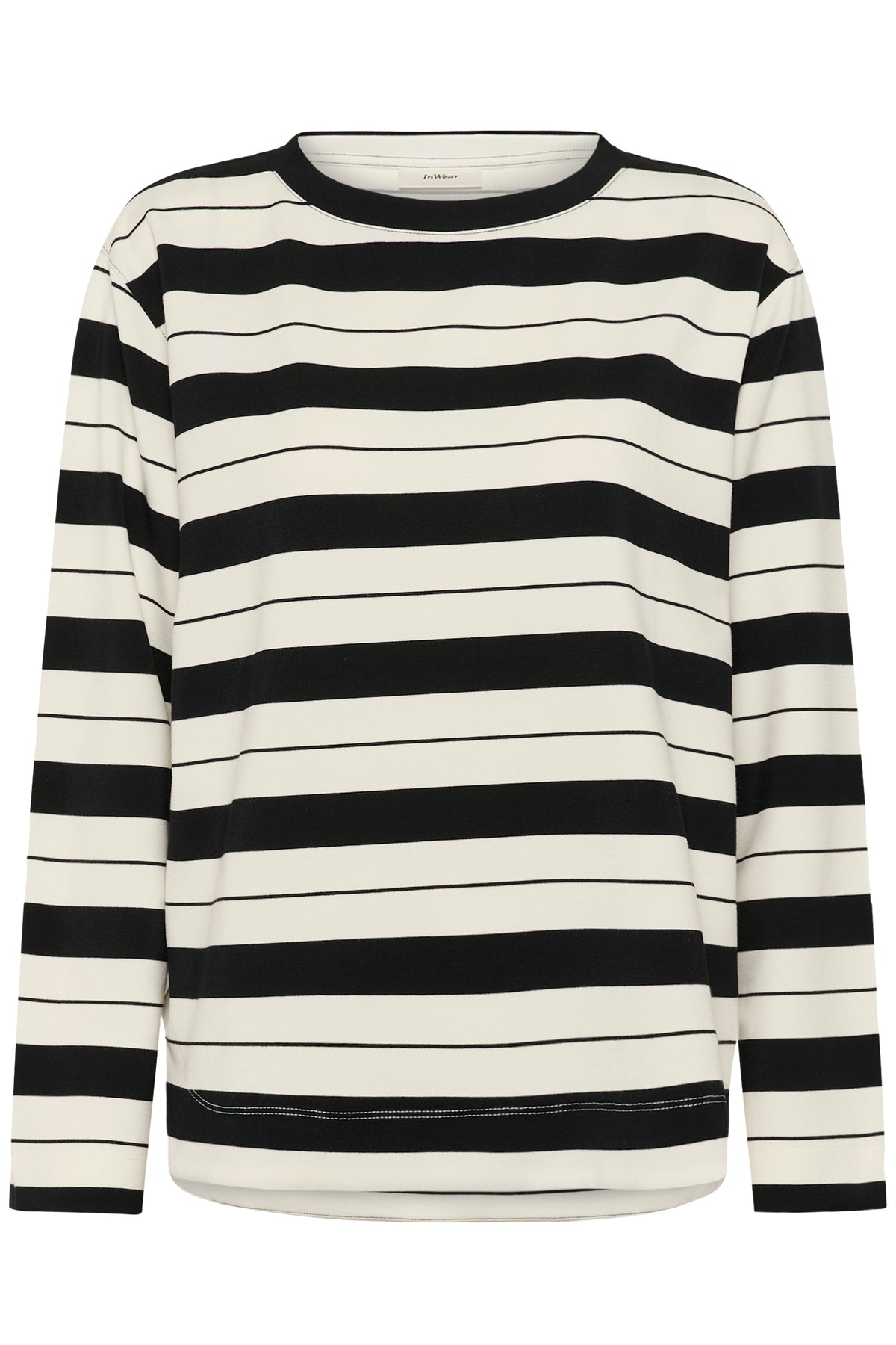 InWear Gincent Whisper White/Black Stripe Modal Supersoft Dipped Hem Sweatshirt, 30108654