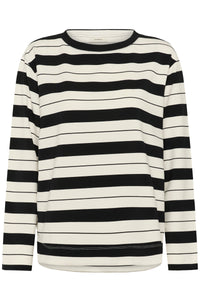 InWear Gincent Whisper White/Black Stripe Modal Supersoft Dipped Hem Sweatshirt, 30108654