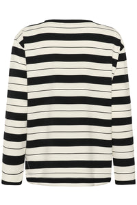 InWear Gincent Whisper White/Black Stripe Modal Supersoft Dipped Hem Sweatshirt, 30108654