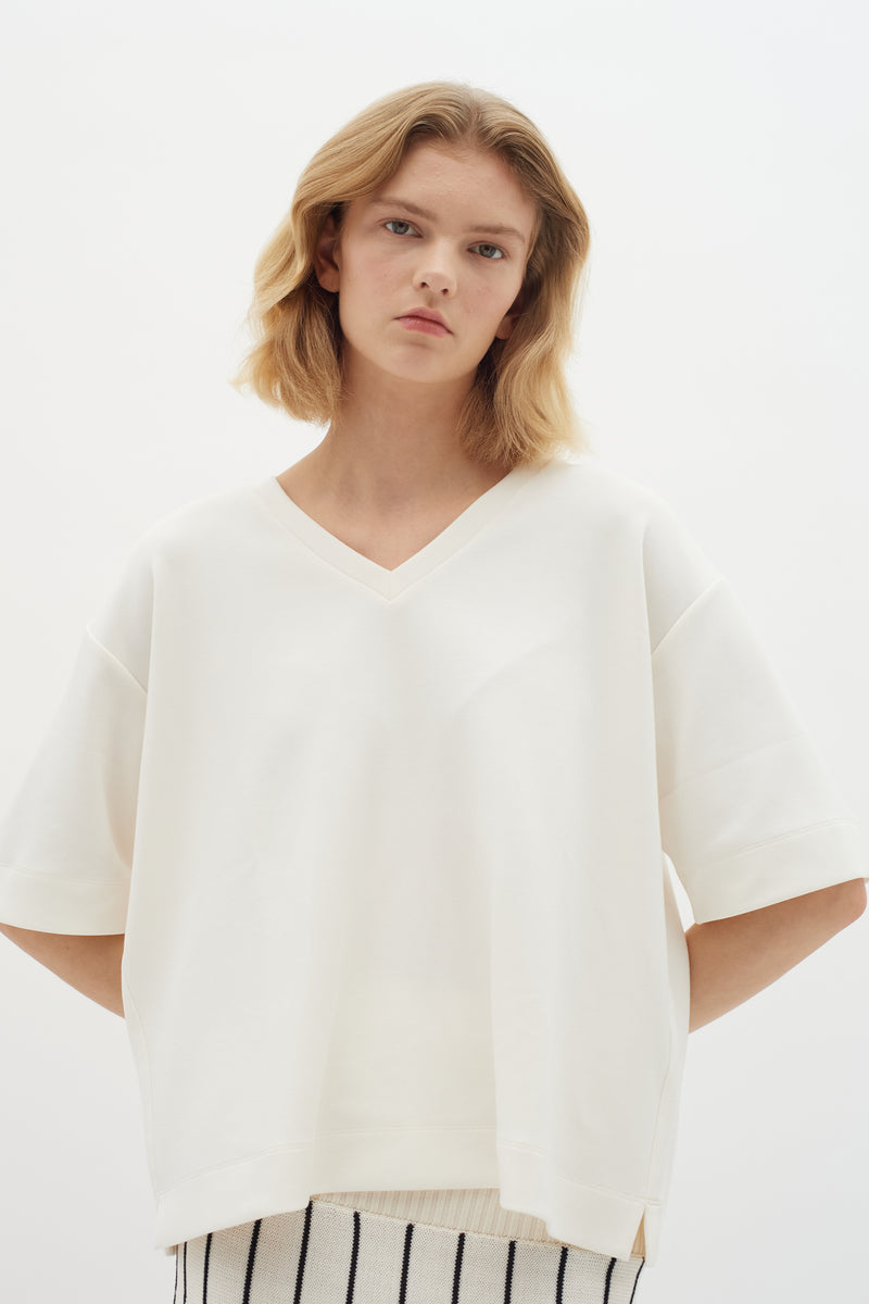 InWear Leicent Whisper White Oversized Modal V-Neck Supersoft T-Shirt