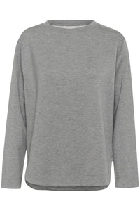 InWear Gincent Medium Grey Melange Modal Supersoft Dipped Hem Sweatshirt, 30109922