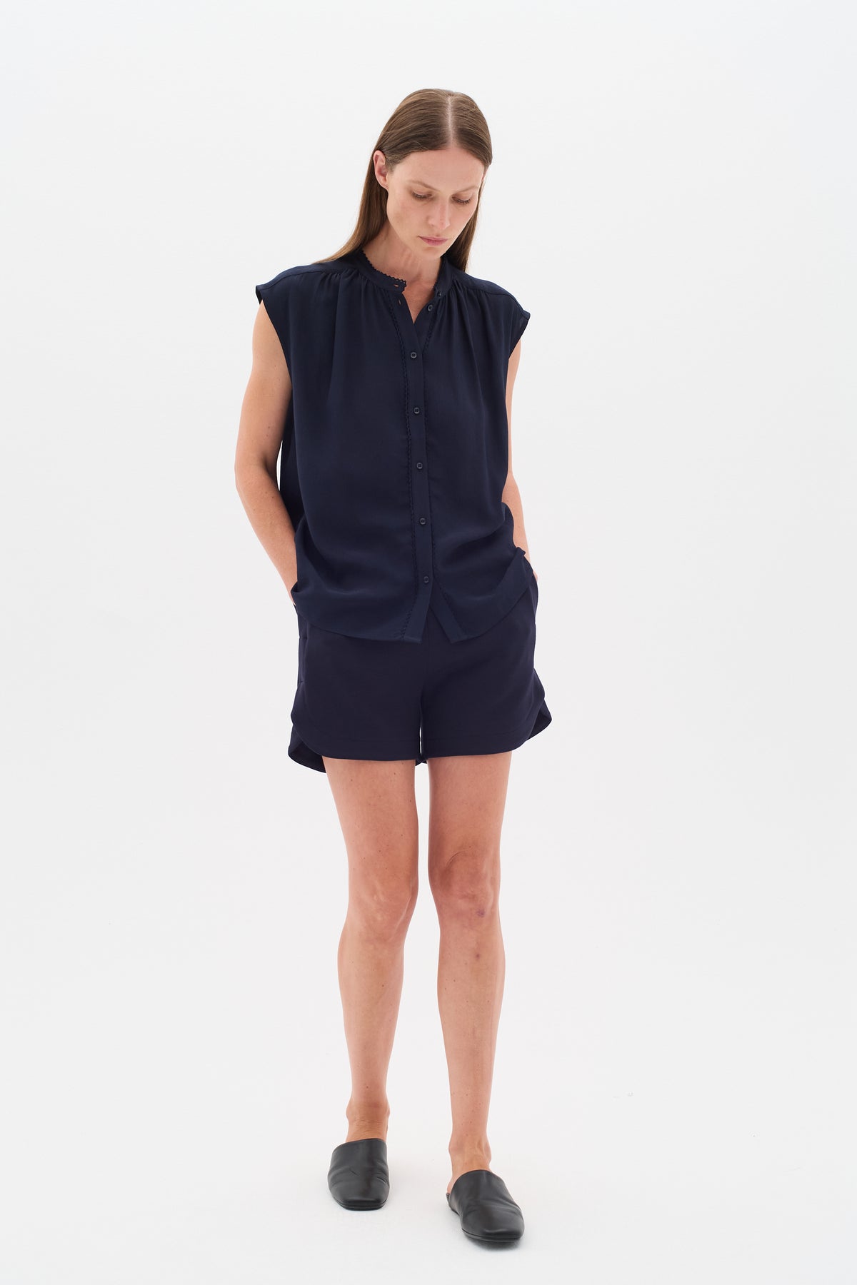 InWear Hennieh Vincent Marine Blue Modal Sports Luxe Shorts, 30110370