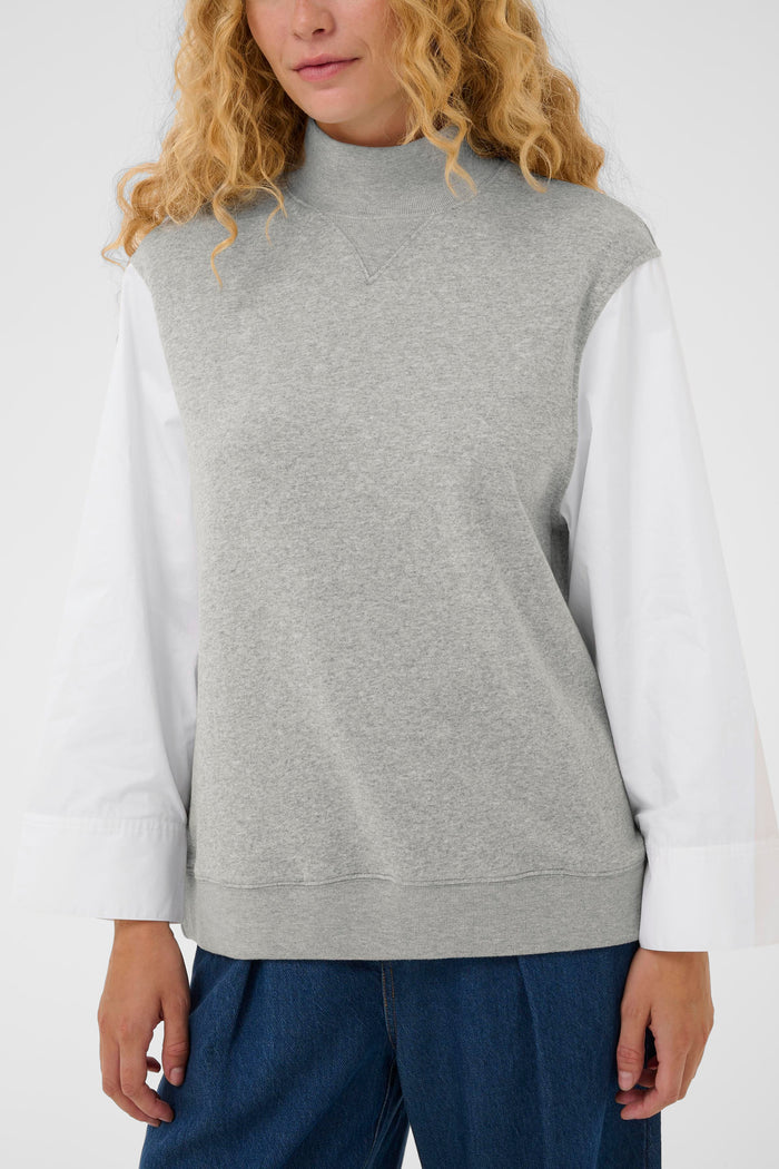 InWear Capella Grey Melange Sweatshirt with Button Detailing