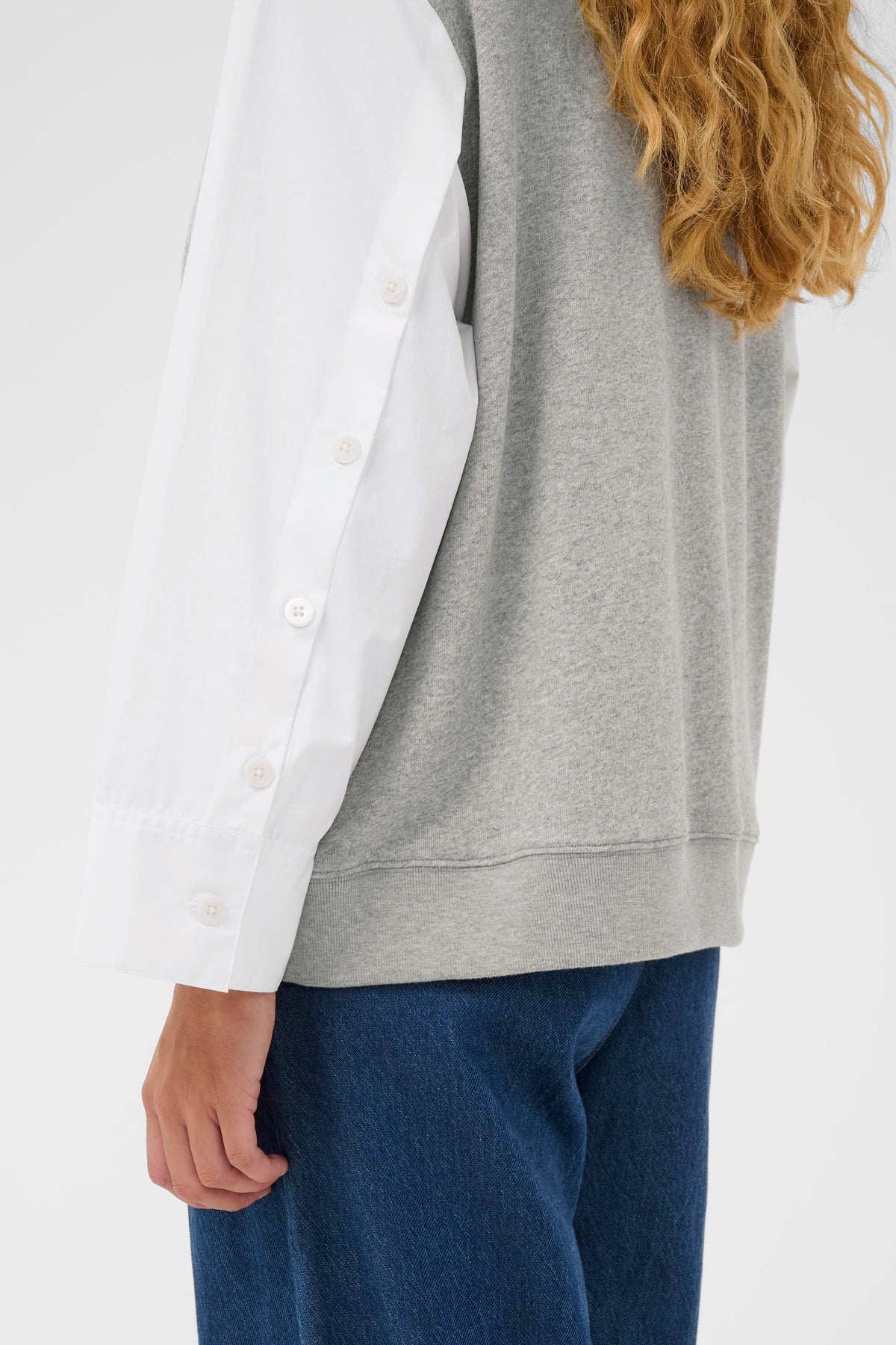 InWear Capella Grey Melange Sweatshirt with Button Detailing