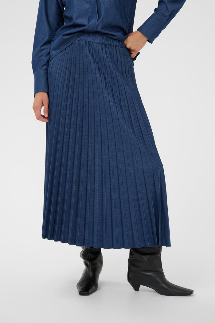 InWear Edition Cherrie Denim Pleated Maxi Skirt