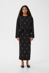 InWear Aida Black Modal Deco Ankle Length Tube Skirt