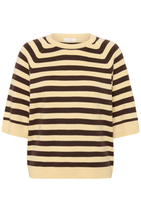 InWear MadieIW Coffee Bean/Chamomile Stripe Knitted T-Shirt Pullover, 30112398