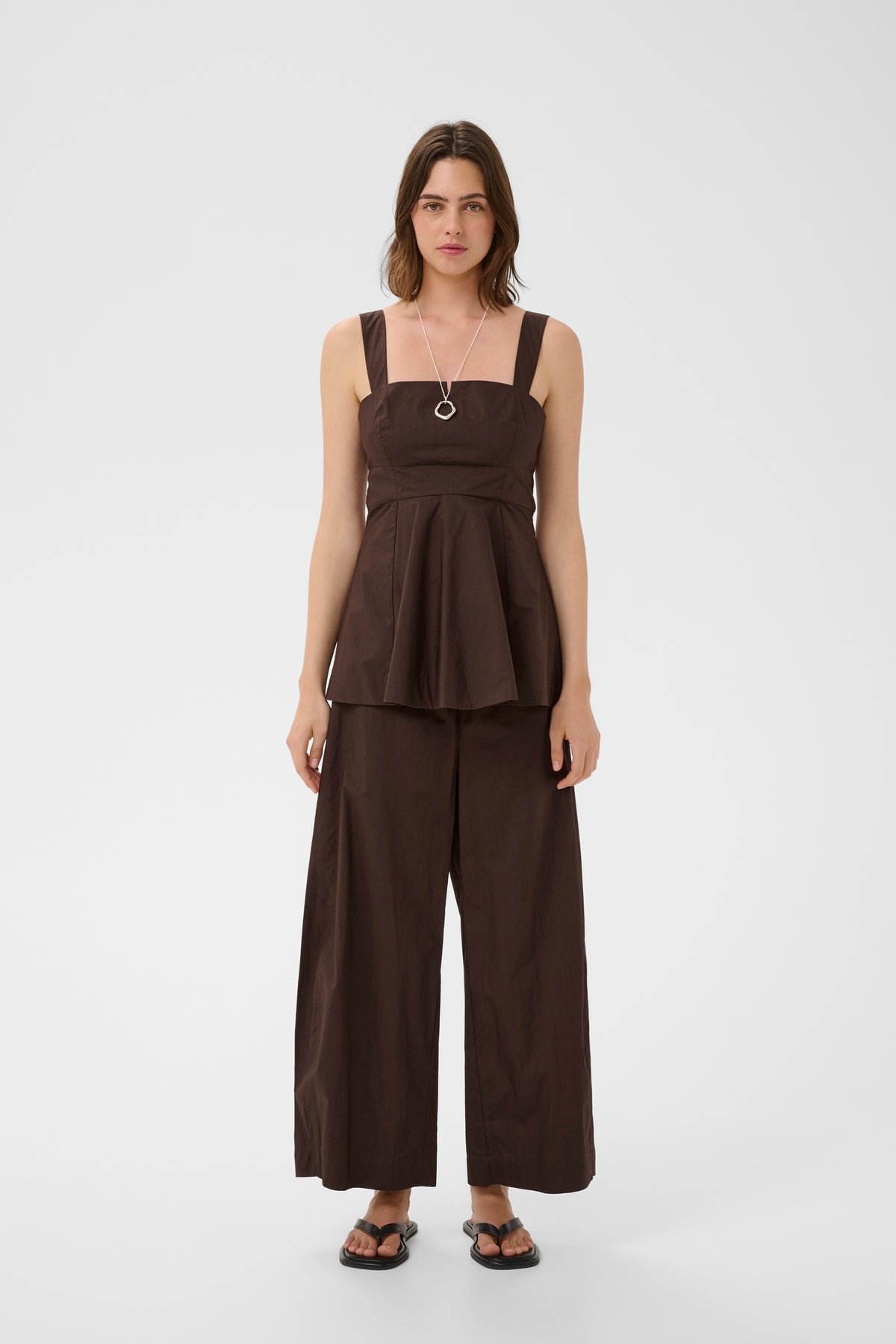 InWear Raven Coffee Bean Poplin Barrel Leg Trousers, 30112504