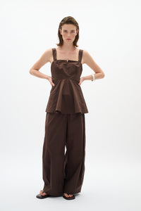InWear Raven Coffee Bean Poplin Barrel Leg Trousers, 30112504