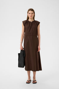 InWear Ellini Coffee Bean Midi Dress with Mocha Tie Detailing, 30112531
