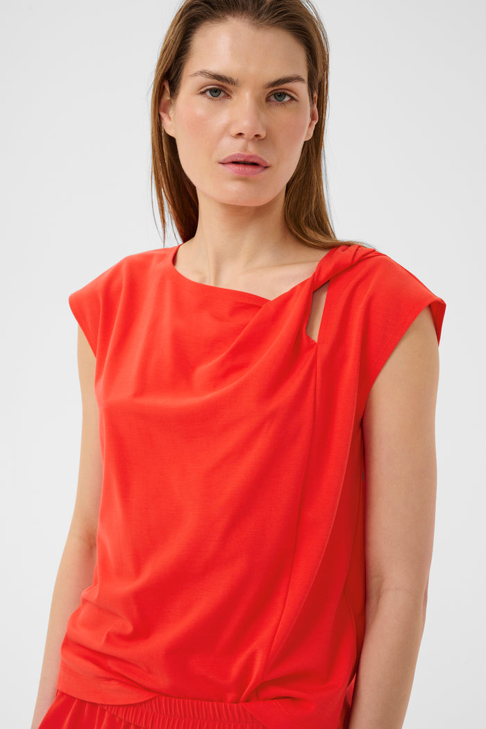 InWear Pennie Poppy Red Twist Neck Top, 30112574