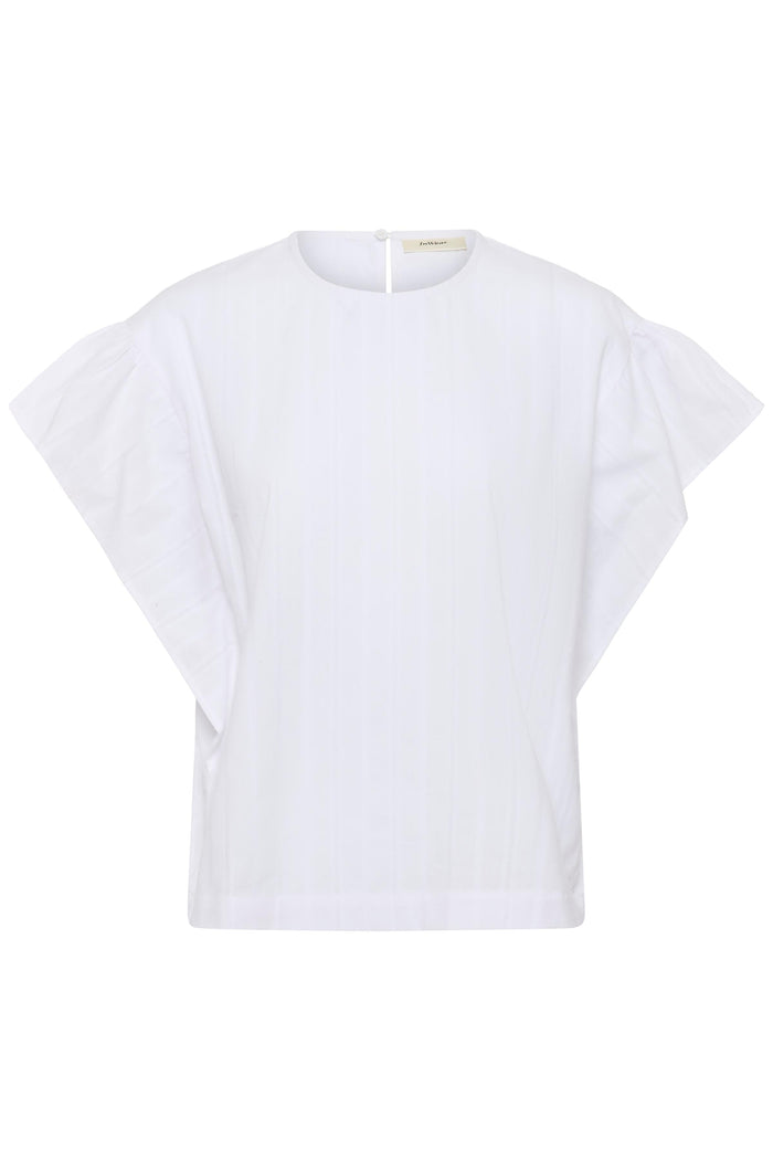 InWear Roseville Pure White Flutter Sleeve Classic Blouse